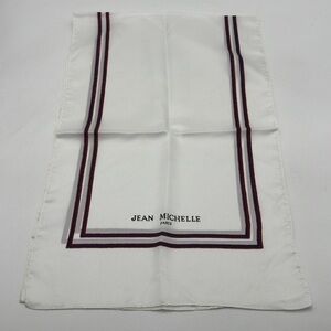 Jean Michelle Paris White‎ Navy Red Striped  Scarf 42 X 13 Inches.